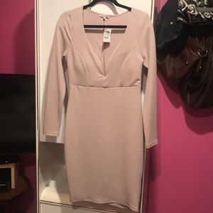 Charlotte Russe Long Sleeve Cream Dress